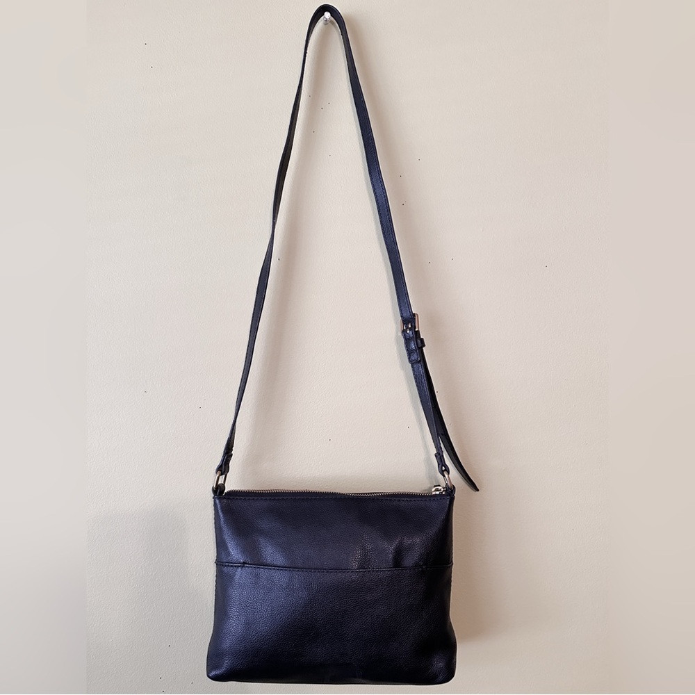 Vintage Fossil Fiona Black Leather Square Classic Crossbody Bag